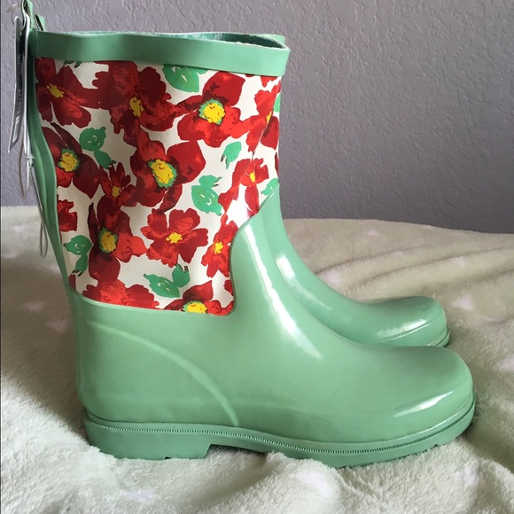 Mint and Floral Galoshes