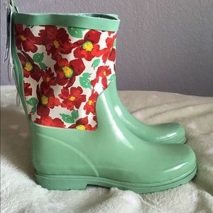 Mint and Floral Galoshes