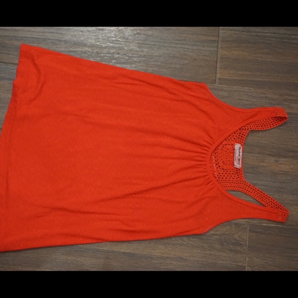 Red back lace design tank top