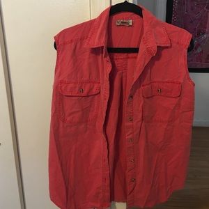 Melon button down tank