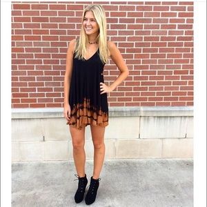 Black and Burnt Orange Tie Dye dress