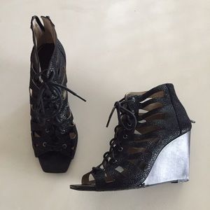 INC Black Wedges