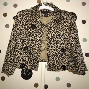 Leopard evening coat large black buttons