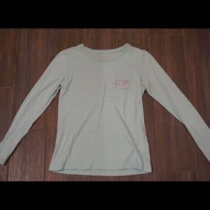 Vineyard vines shirt mint green with pink whale