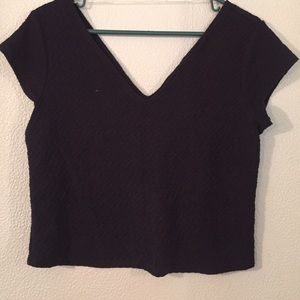 Navy textured crop top