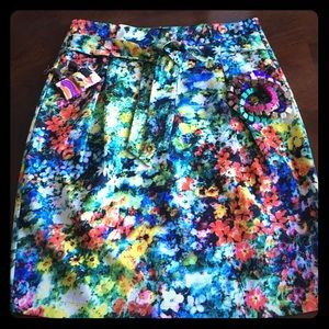 Watercolor fitted skirt