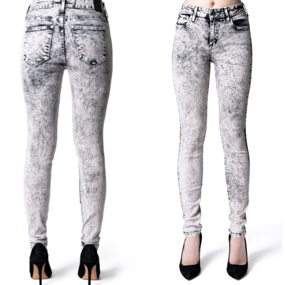 Grey skinny acid wash denim by Kill City