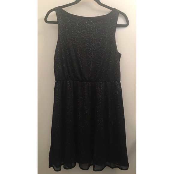 Forever 21 Black Sequin Fit and Flare Party Dress