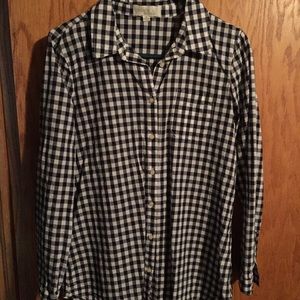 Blue and white gingham blouse