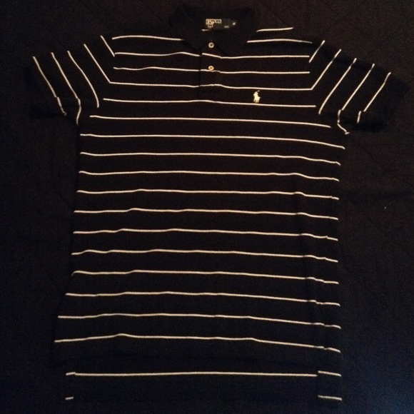 Polo black and white striped shirt