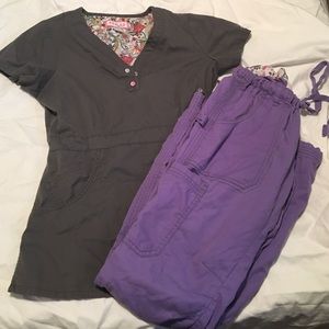 Grey and purple koi scrubs