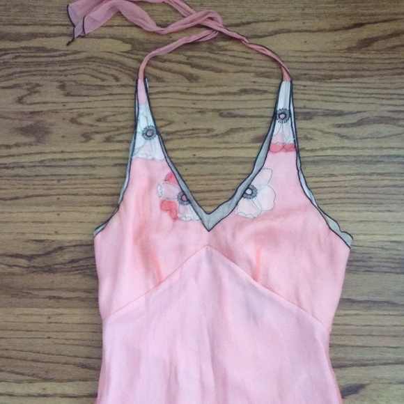 Beautiful peach silk halter dress. Price ⬇️