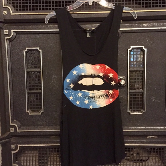 Forever 21 Tops - Patriotic flag KISS tank