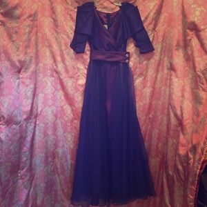 Purple iridescent gown with chiffon covering