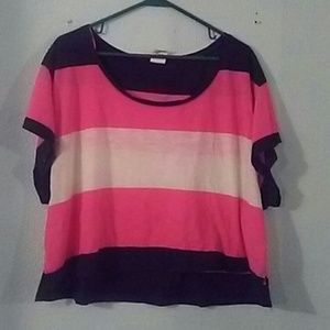 Pink white black stripped lounge shirt
