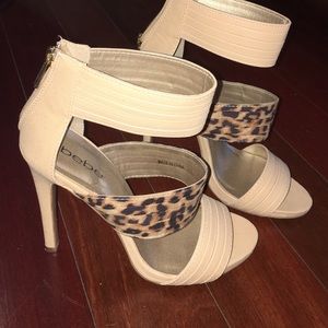 Strappy leopard print Bebe heels