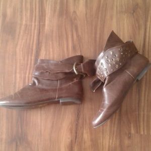 Brown flat booties