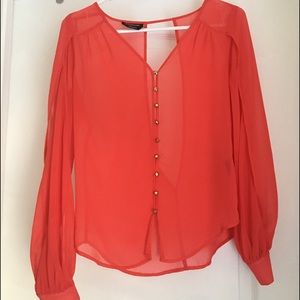 Bebe sheer orange blouse