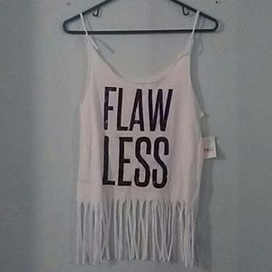Flawless fringe white tank top