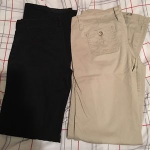 Black dickey pants and Hollister khaki pants