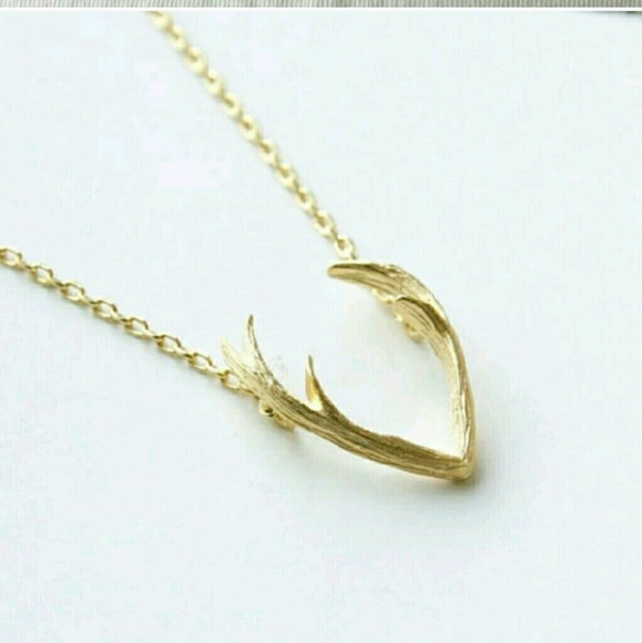 NEW Country Chic Antler necklace silver or gold - Picture 2 of 4