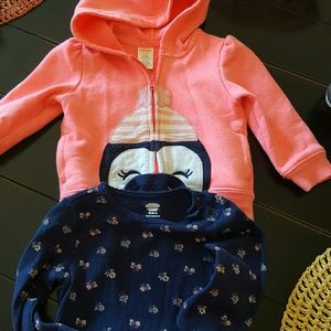 Gymboree full zip  with hood and old navy onsie.
