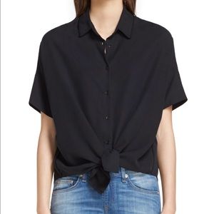 Rag & Bone "Tie Shirt" Button-Up Washed Black Silk