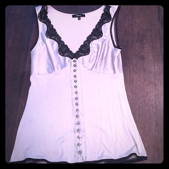 Cute silver top with lace trim