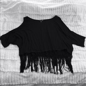 Black crop top with fringe