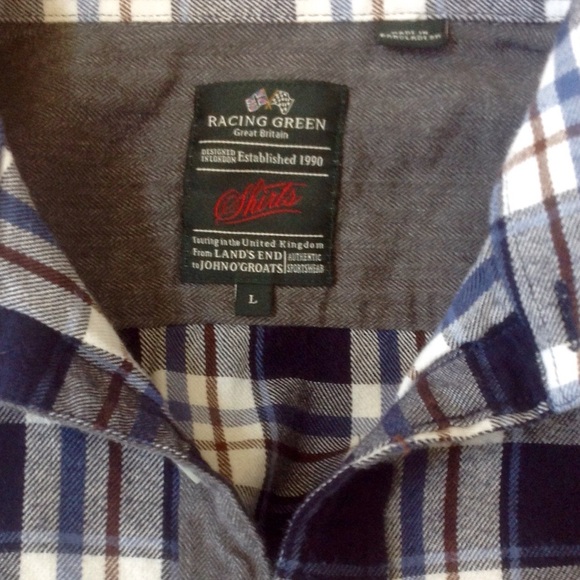 Racing Green Flannel Plaid Button Down Shirt - Picture 2 of 4