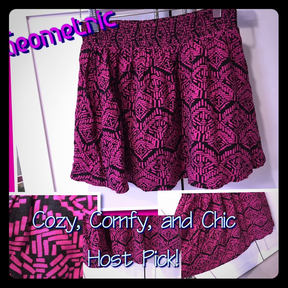 🎉HP!🎊Forever21 Cotton Pattern Pink&Black Skirt