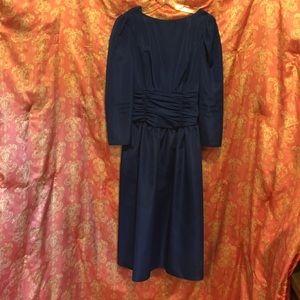 Full sleeve satin royal blue gown