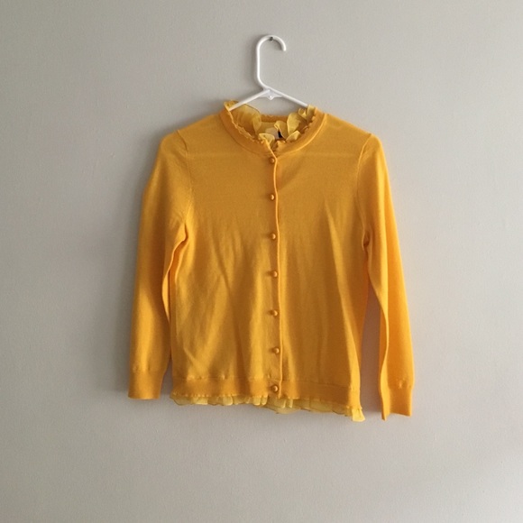 Yellow cardigan with fun collar and bottom detail