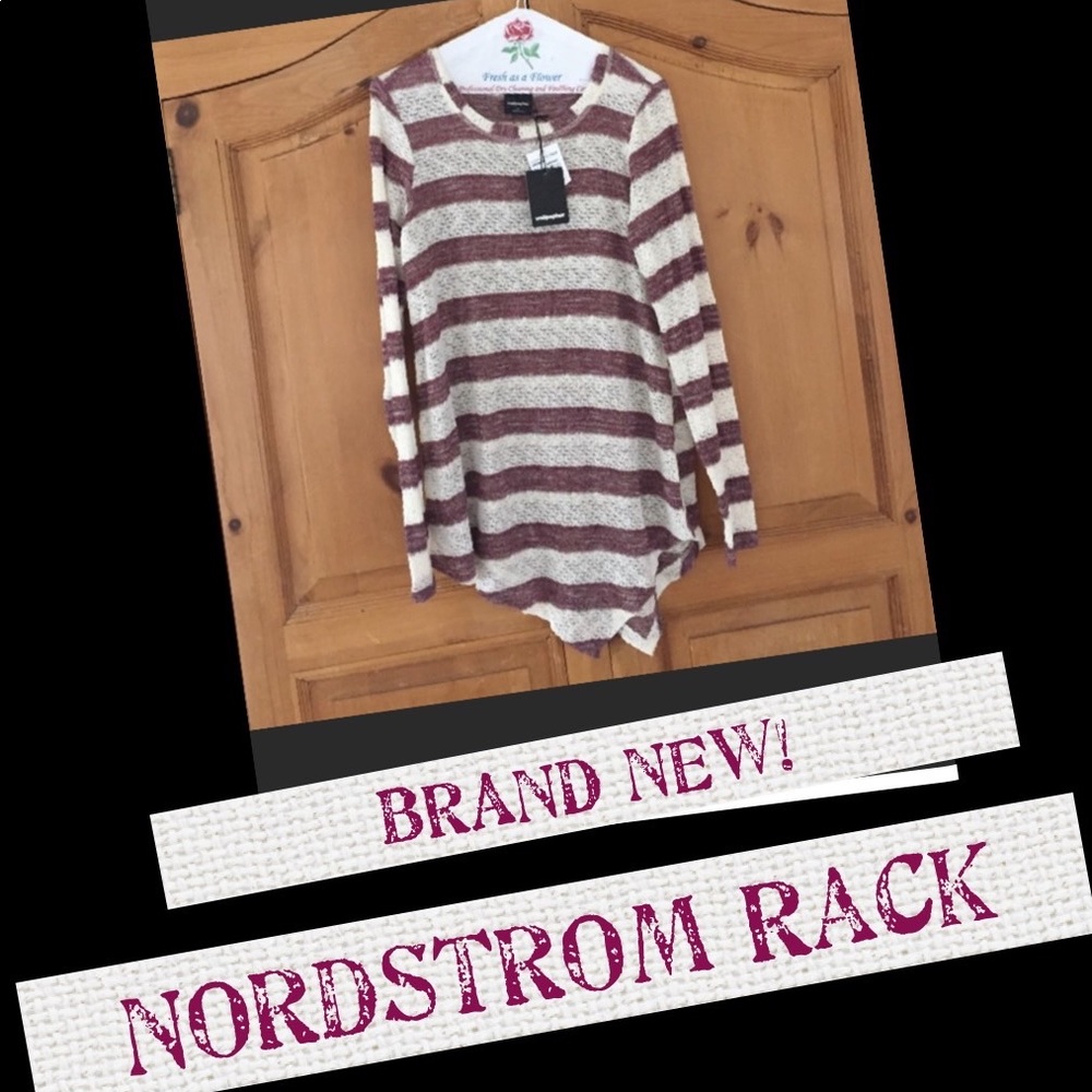 Brand New! Maroon and cream striped sweater