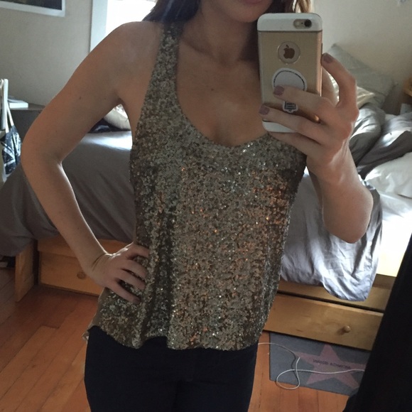 Sequined Racer Back Tank Top - Picture 2 of 3