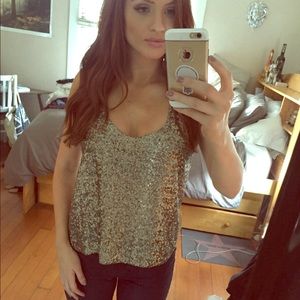 Sequined Racer Back Tank Top