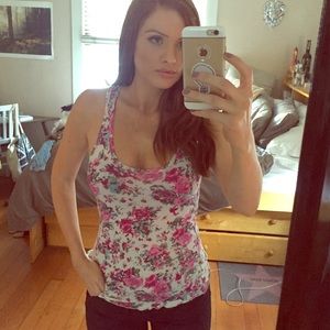 Floral Tank Top, Buttons up the Back