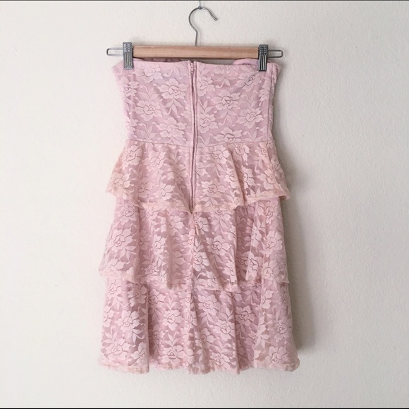 Blush lace strapless dress - Picture 3 of 3