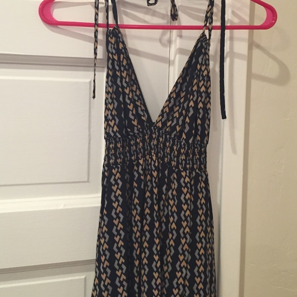 Printed backless dress with halter top