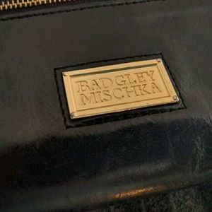 Black Leather Badgley Mischka Trifold Wallet