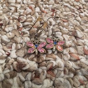 Little girls pink butterfly earrings