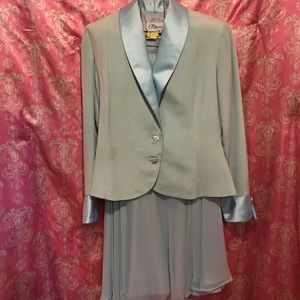 Mint green combo satin jacket chiffon skirt