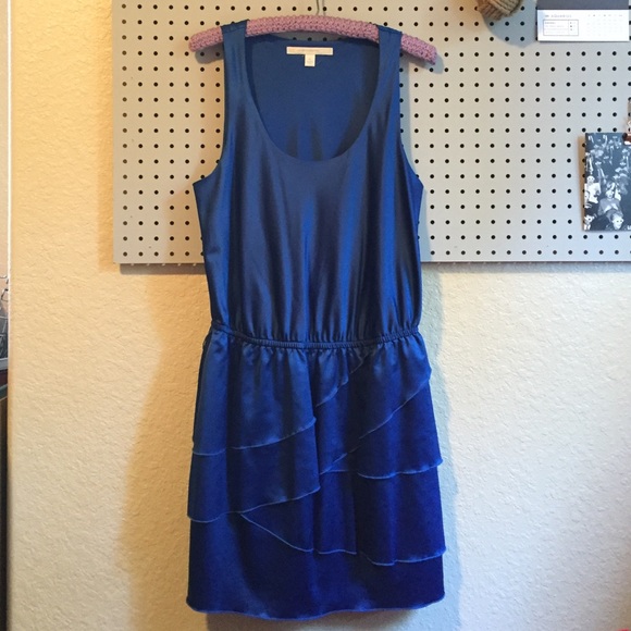 LC Lauren Conrad Shiny Blue Ruffle dress