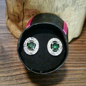 Emerald & Silver Earrings