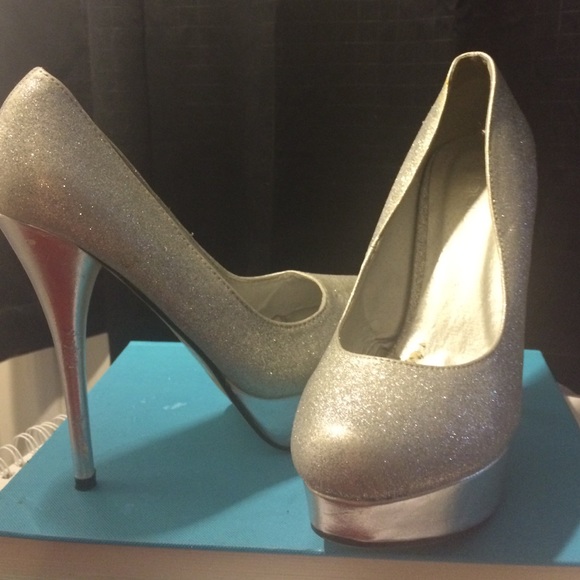 Silver stiletto heels.