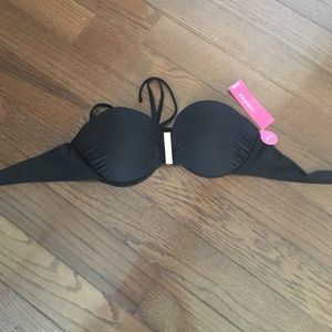 Push up black and gold bikini top