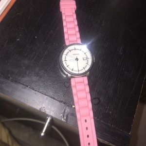 Silicon fossil watch pink