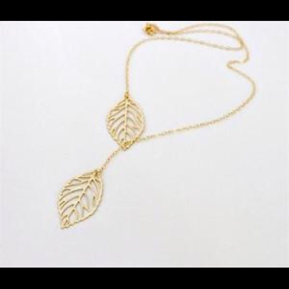 Gold Plated double leaf fashion necklace