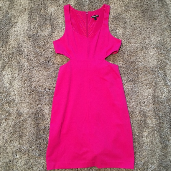 EUC Express cut-out dress, hot pink, size 8