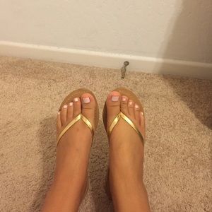 Metallic gold old navy flip flops